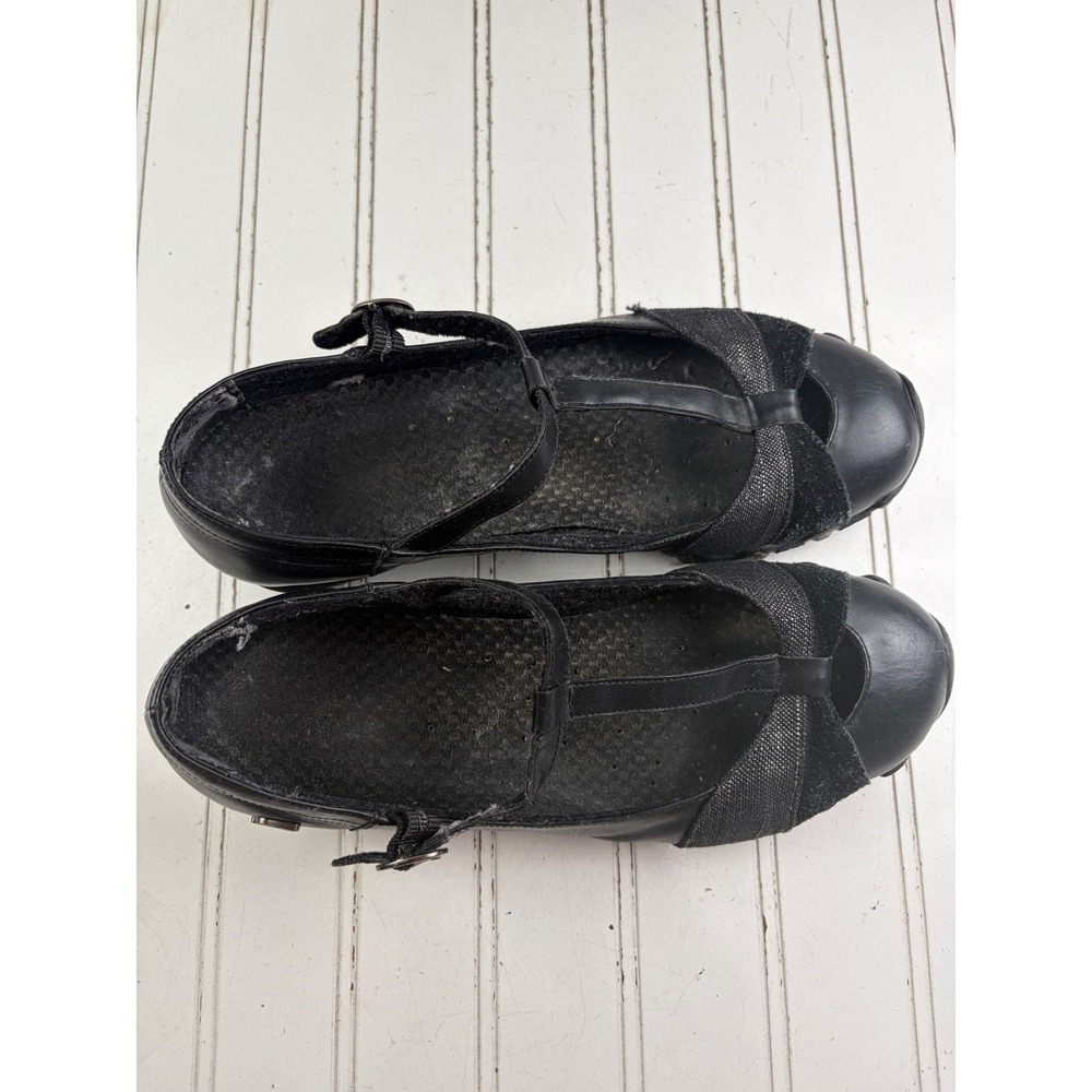 Skechers Bikers Black Leather T-Strap Mary Jane Flats Women's Size 9-9.5 - Picture 9 of 9